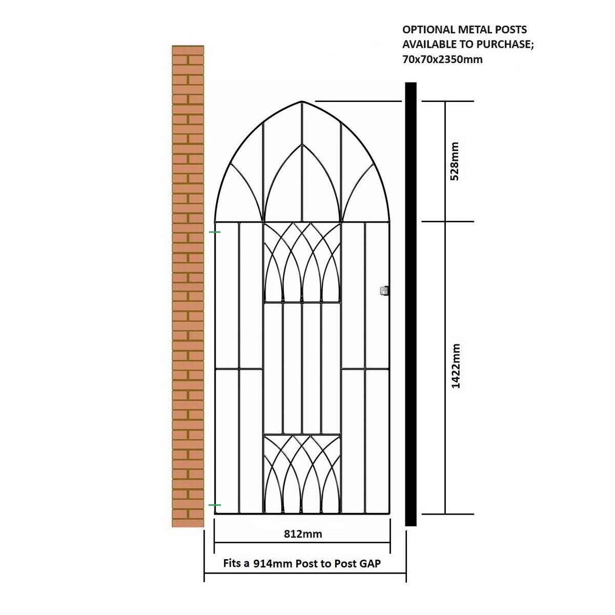 Abbey Bow Top Tall Garden Gate - Image 2