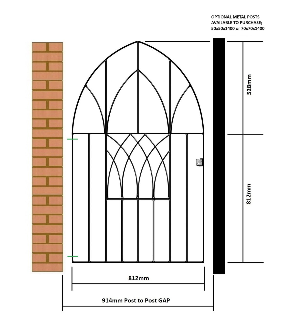 Abbey Bow Top Short Garden Gate - Image 2
