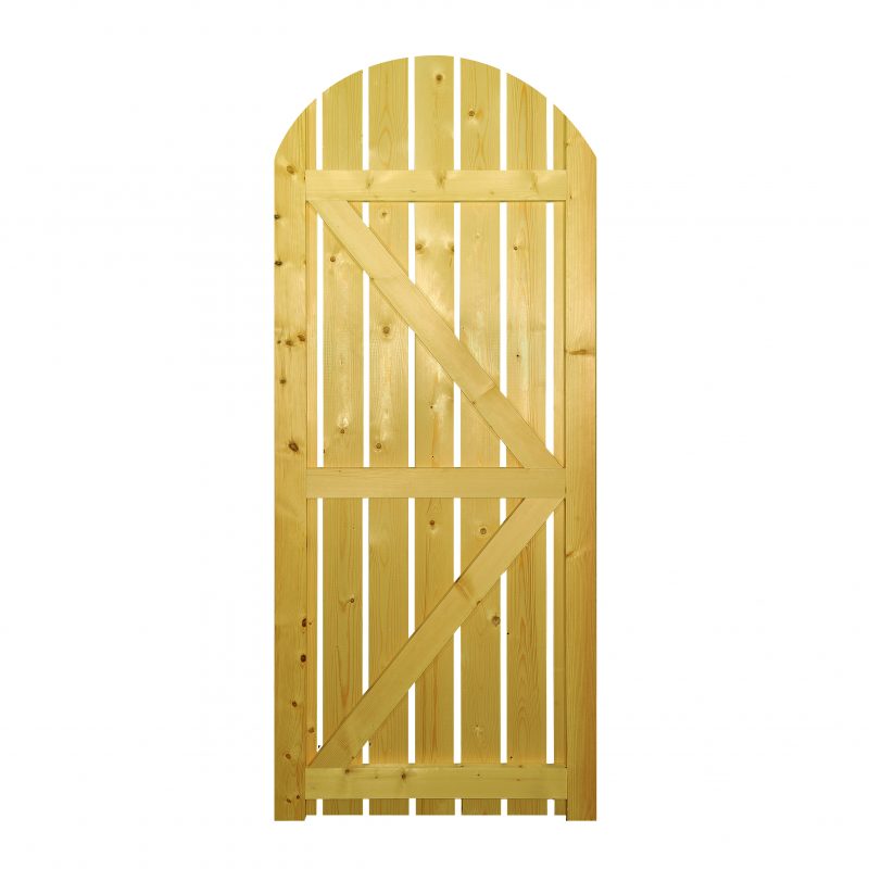 Carlton Single Timber Gate – Bow Top - Open Board - Image 2