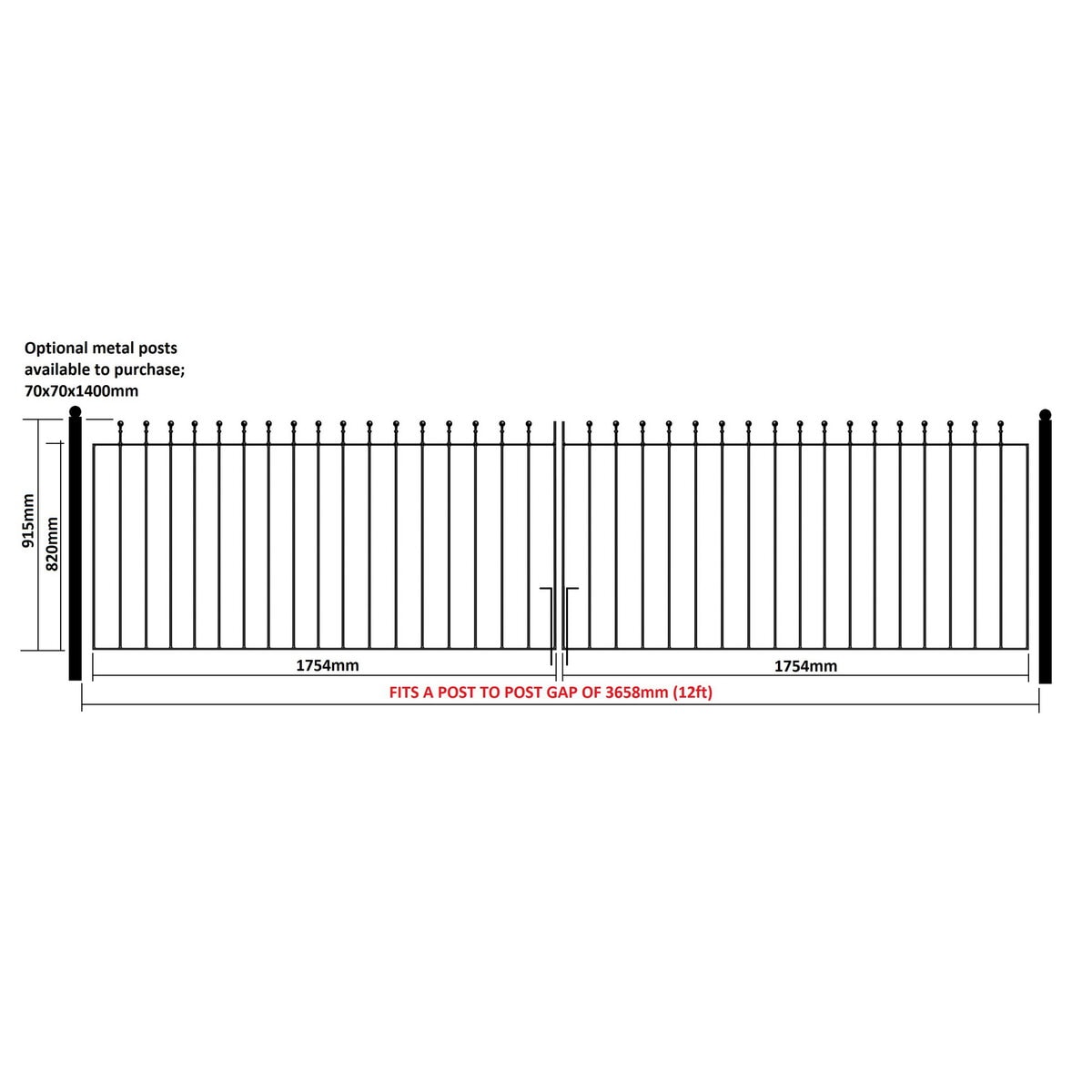 Manor Driveway Gate – Flat Top – 915mm (36″) High - Image 5