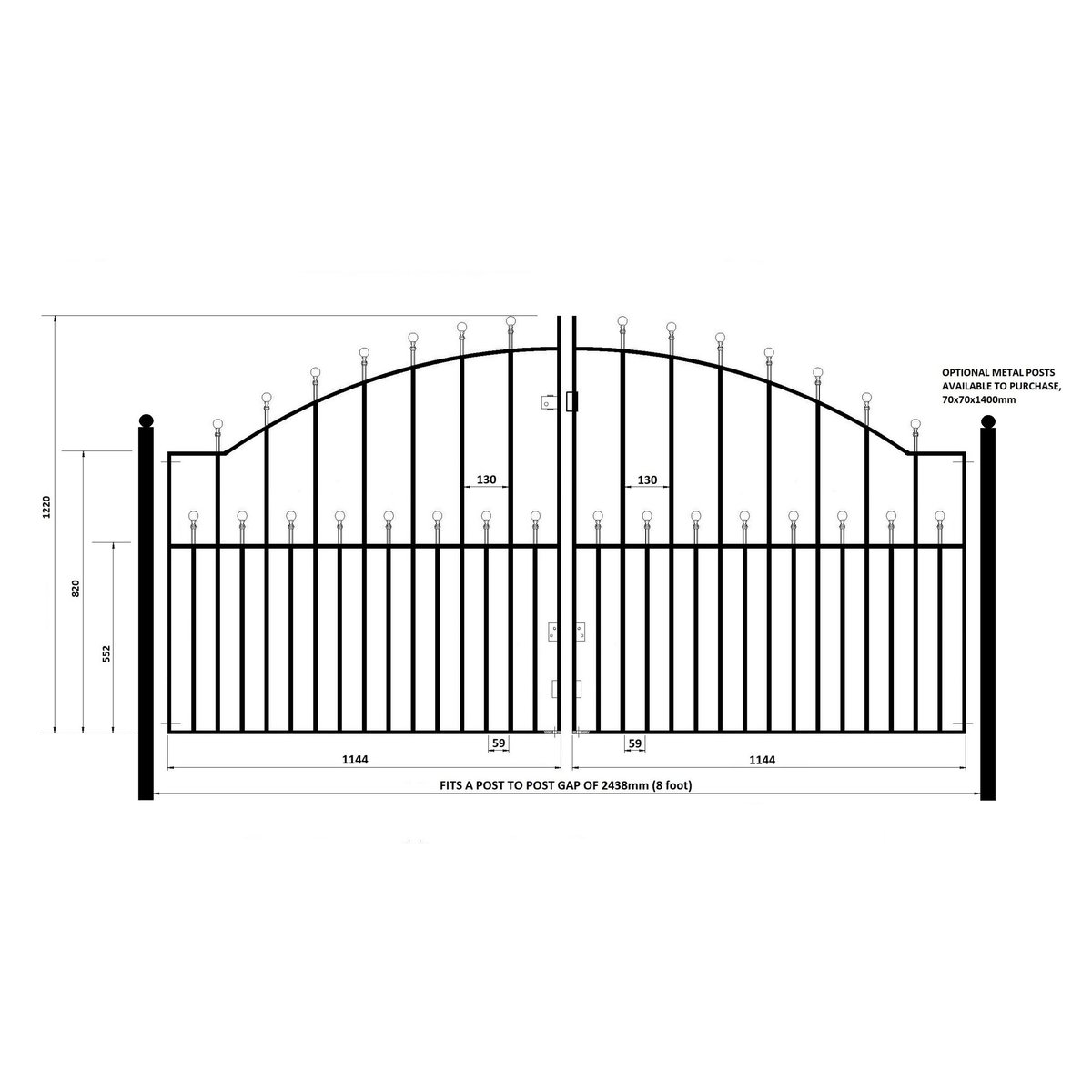Manor Driveway Gate - Arched - 1220mm (48") High - Image 6
