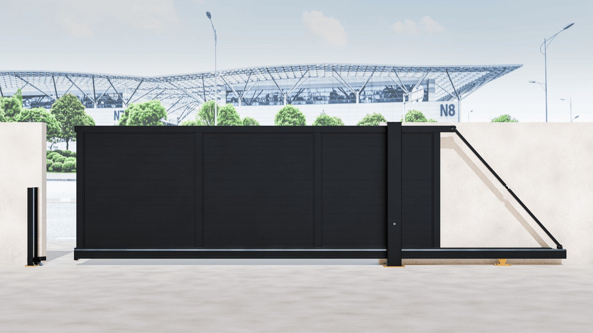 Aluminium Cantilever Sliding Gate - Manual - Full Horizontal Infill - Image 2