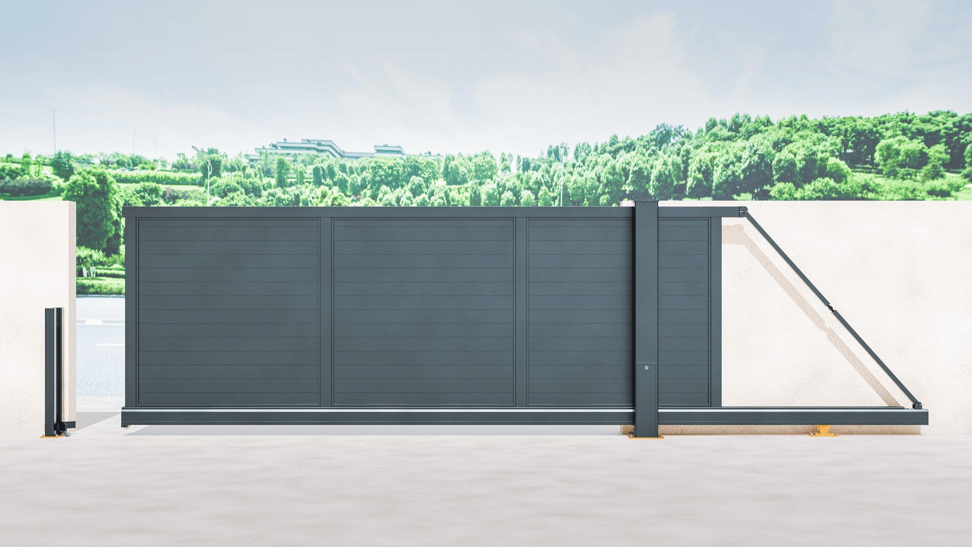 Aluminium Cantilever Sliding Gate - Manual - Full Horizontal Infill