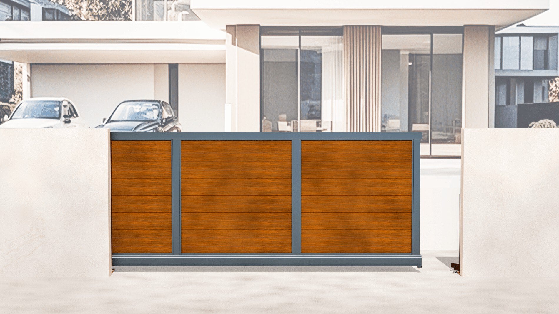 Aluminium Cantilever Sliding Gate - Manual - Full Horizontal Infill - Image 7