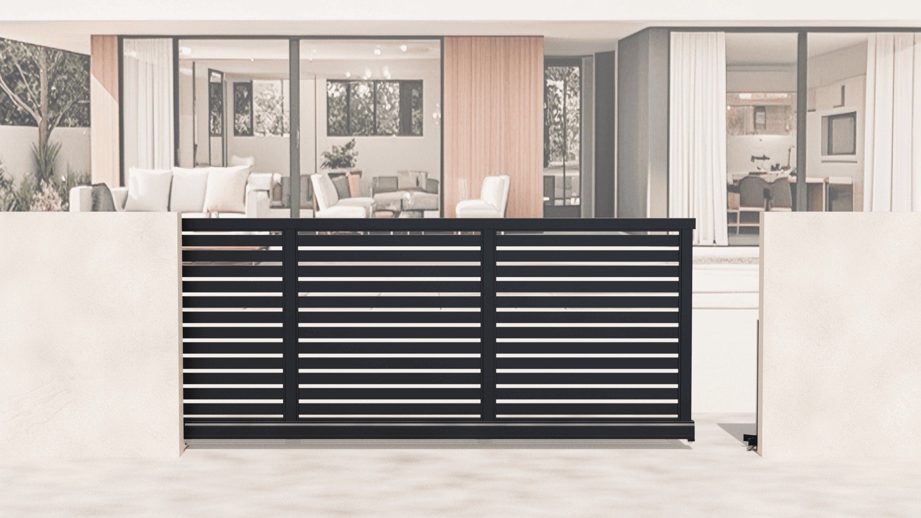 Aluminium Cantilever Sliding Gate – Manual – Full Open Slat