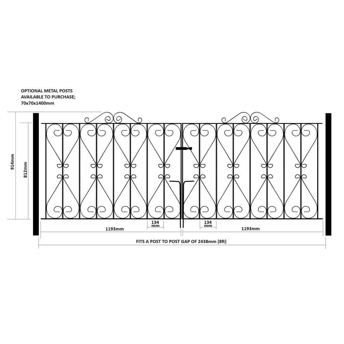 Regent Driveway Gate - 914mm (36") High - Image 3