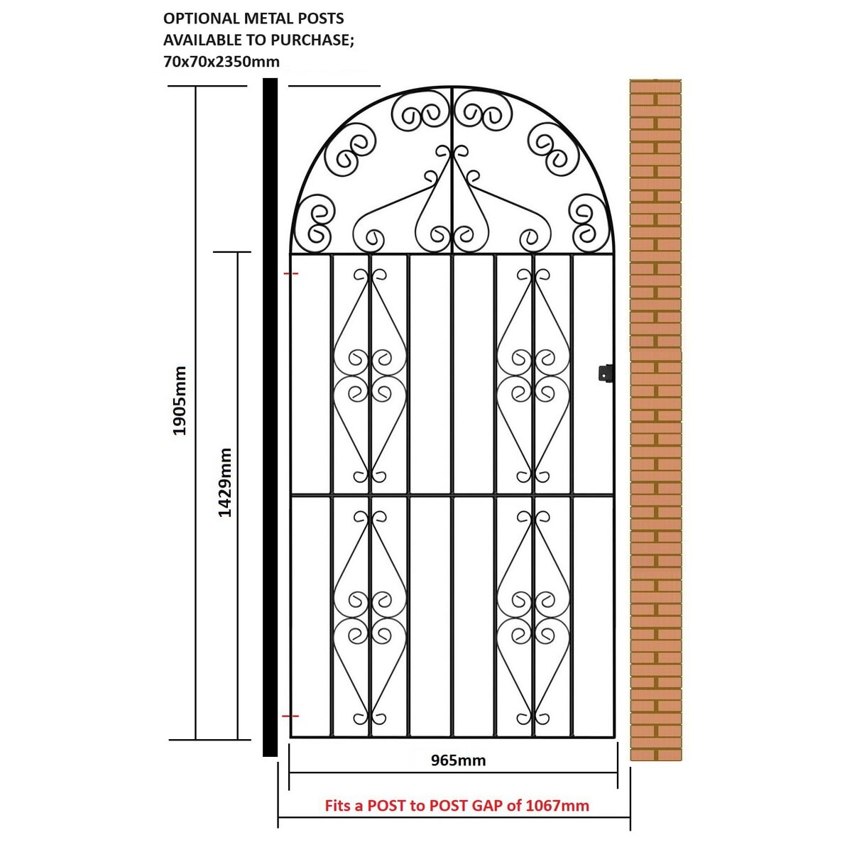 Stirling Garden Gate – Tall - Bow Top - Image 4