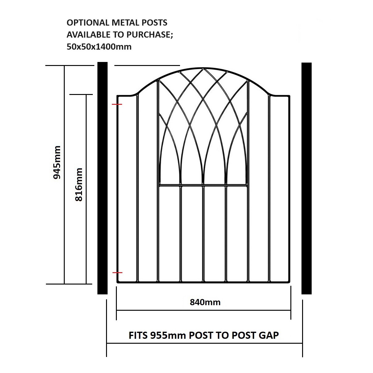 Abbey Verona Garden Gate - 942mm (37") High - Image 2