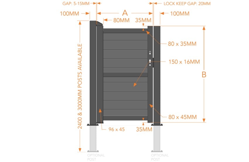 Pedestrian Gate – Solid horizontal infill - Image 2