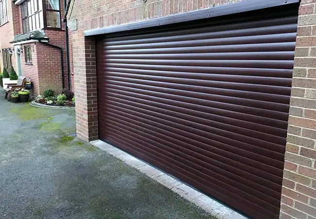 Dark brown garage shutter door