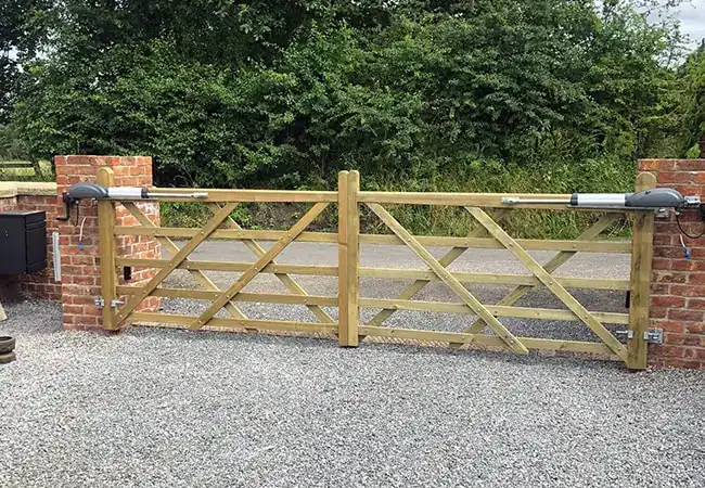 Wooden fence on driveway