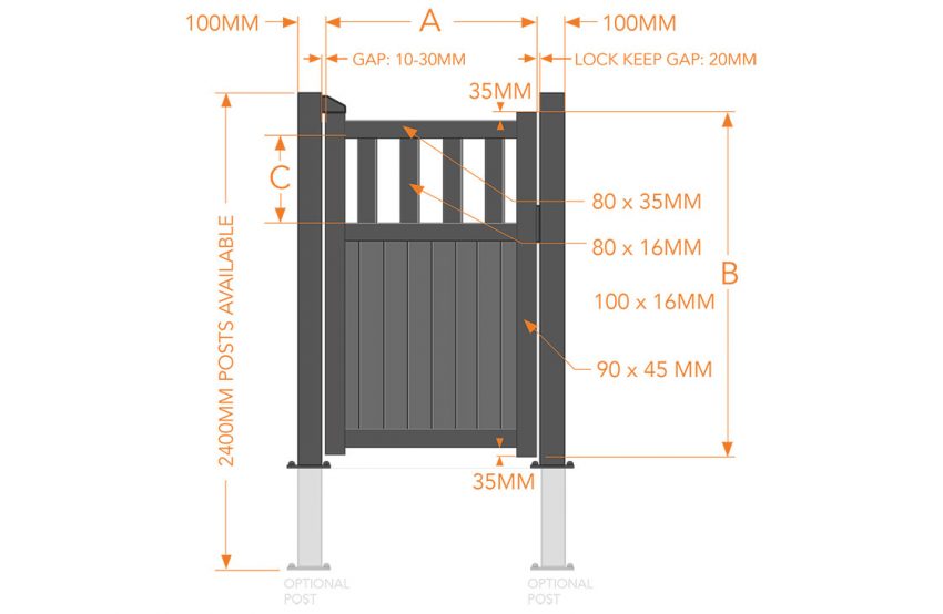 Partial Privacy Pedestrian Gate - Solid vertical infill - Image 2