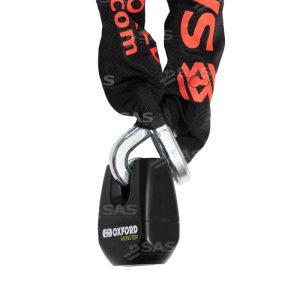 Two metre heavy duty square link chain with a large square shackle padlock