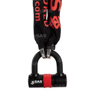 1.5 metre heavy duty square link chain with a large square shackle padlock