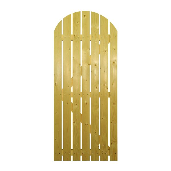 Carlton Single Timber Gate – Bow Top - Open Board