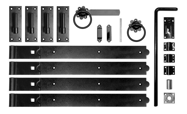 Timber Gate Double Fittings – Hook & Band + Latch - 24″