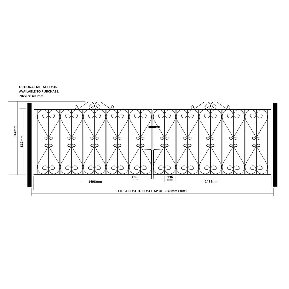 Regent Driveway Gate - 914mm (36") High - Image 5
