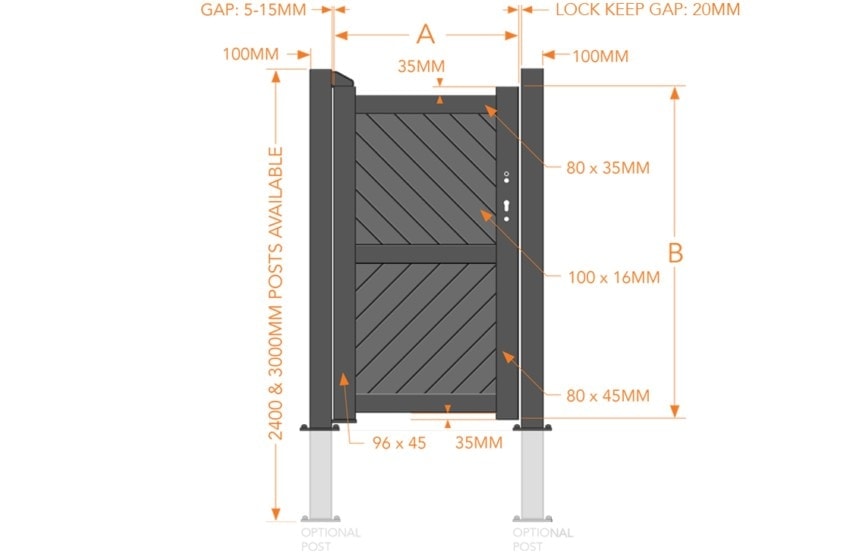 Pedestrian Gate – Solid diagonal infill - Image 2